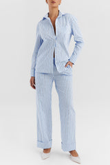 Mistress Rocks Blue Striped Baggy Trousers - SALE