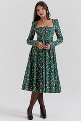 Delia Green Floral Print Midi Dress