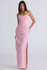 Adrienne Pink Quartz Georgette Strapless Gown