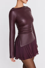 Mistress Rocks Dark Plum Floaty Layered Mini Skirt - SALE