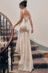 Vittoria Champagne Chiffon Floor Length Gown