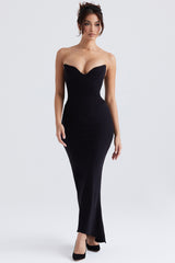 Sabine Black Crepe Strapless Corset Dress