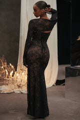 Artemis Black Lace Maxi Dress
