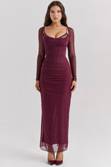 Katarina Wine Maxi Dress