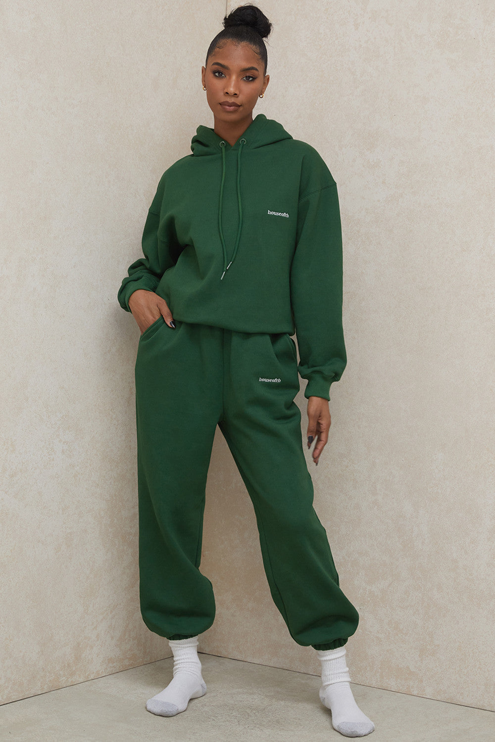 Sky Green Fleece Back Jogging Trousers