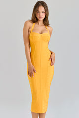 The Sculpt Orange Sherbet Midi Bandage Dress