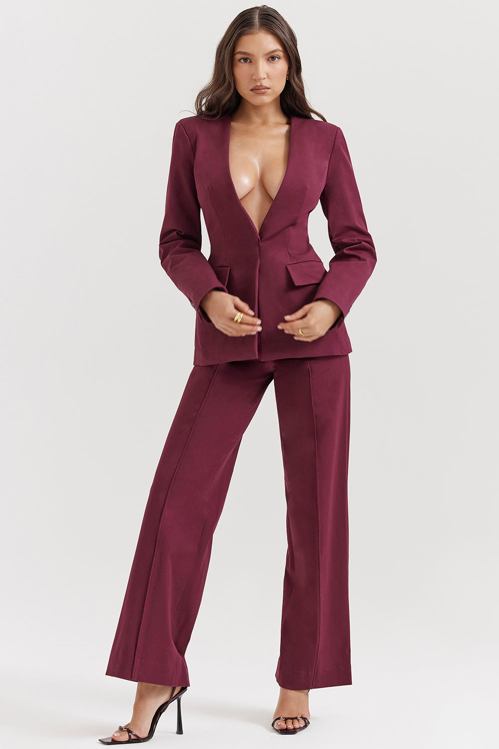 Rivi Wine Straight Leg Trousers