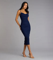 Timeless Mood Ruched Midi Dress