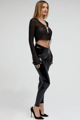EtherealMistress Rocks  Black Vinyl V-Front Trousers - SALE