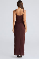 Lini Burgundy Stretch Mesh Maxi Dress