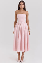 Contessa Parisian Pink Strapless Corset Midi Dress