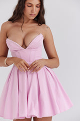 Mar Cotton Candy Twill Strapless Mini Dress