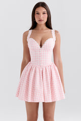 Brigitte Strawberry Shortcake Gingham Corset Mini Dress