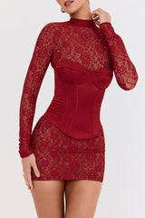 Mistress Rocks Red Satin & Lace Mini Dress - SALE