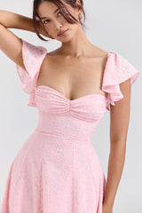 Emma Perfectly Pink Floral Jacquard Midi Dress