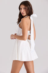 Eleanor White Cotton Halter Neck Playsuit