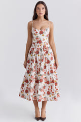 Lolita Italian Rose Print Cotton Corset Sundress