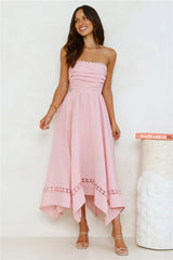 Clarissa Strapless Midi Dress Pink