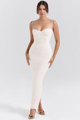 Elinor Cream Tea Frill Lace Midi Dress