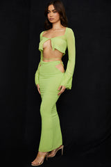 Madeline Lime Green Georgette Maxi Skirt