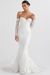 Isabelle White Lace Long Sleeve Bridal Gown