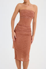 Mistress Rocks Cinnamon Lace Midi Skirt - SALE