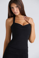 The Peekaboo Black Halter Neck Corset Top