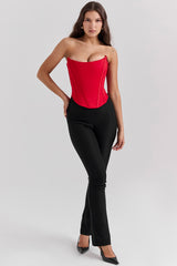 Genevieve Scarlet Satin Lace Back Corset