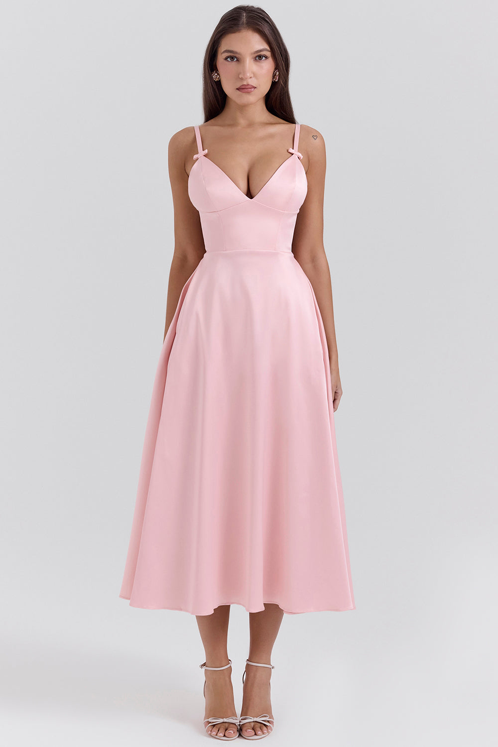 Tiffany Parisian Pink Satin A-Line Midi Dress