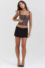 Pia Brown Vegan Leather Corset