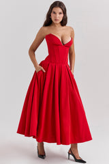 Lady Scarlet Strapless Midi Dress