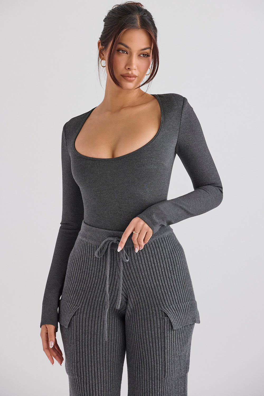 Marianna Charcoal Loungewear Bodysuit - SALE
