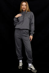 Sky Dark Grey Fleece Back Jogging Trousers