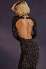Mistress Rocks Dark Grey Open Back Midi Dress - SALE