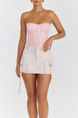 Mistress Rocks White Worn Denim Cargo Mini Skirt - SALE