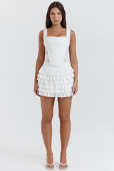Fifi White Layered Mini Skirt