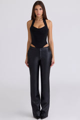 Sahar Black Sculpting Halter Neck Corset Top