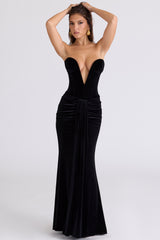 Vienne Black Velvet Deep Plunge Maxi Gown - Limited Edition