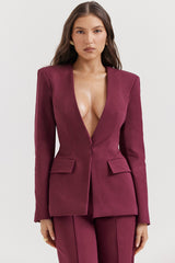 Theodora Wine Deep V Blazer