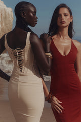 Samya Almond Corset Midi Dress