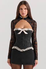 Perdita Black Metallic Jacquard Corset & Bolero - SALE