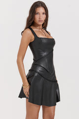 Nova Black Vegan Leather Mini Skirt