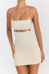 Mistress Rocks Butterscotch Cutout Halter Mini Dress - SALE