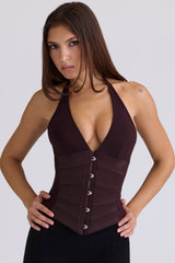 Lia Chocolat Satin Waist Cinch Corset Top