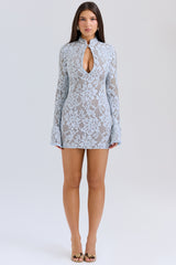Brianna Bluebell Keyhole Lace Mini Dress