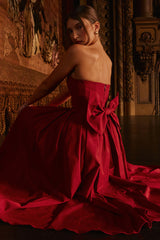 Pandora Berry Strapless Detachable Bow Midi Dress