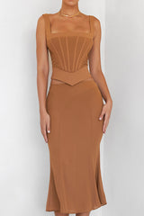 Mistress Rocks Caramel Midi Skirt With Brief - SALE