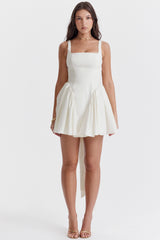 Florianne Ivory Cotton Bow Mini Dress