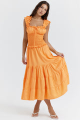 Phedra Tangerine Shirred Sundress