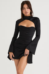 Toira Black Draped Corset Dress